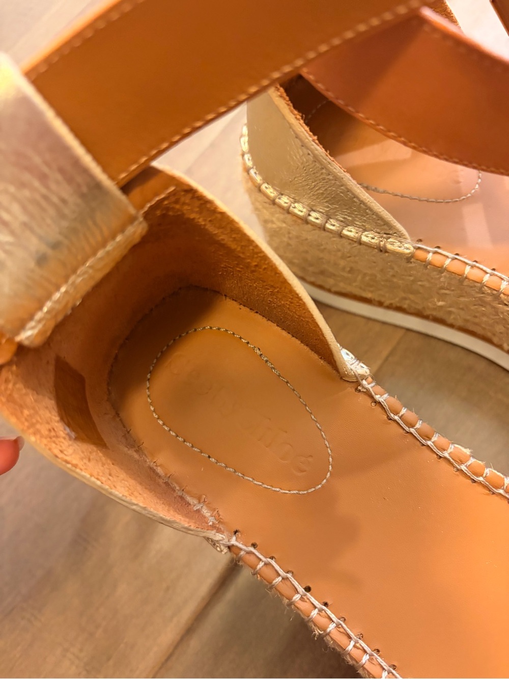 Metallic Gold Ankle-Strap Wedge Sandals - Picture 3 of 4